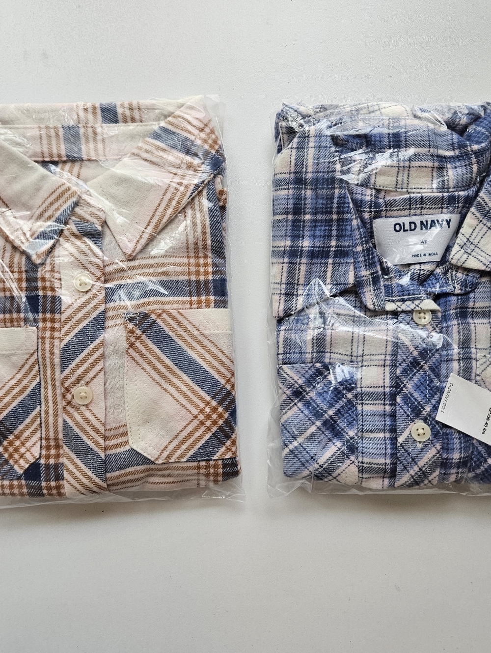 Old Navy 2 Piece Lot Flannels Girls Size 4T Plaid Fall Spring Collared Pockets